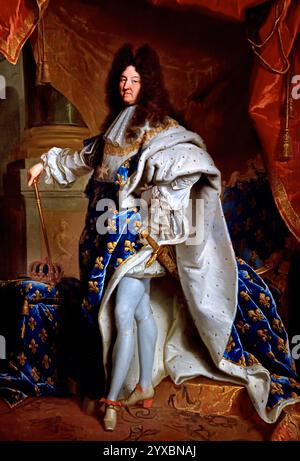 Luigi XIV, il Re Sole (le ROI Soleil 1638-1715), 1702, di Workshop Hyacinthe Rigaud (1659-1743) francese, Museo di Belle Arti di Francia, ( Grand Royal costume ) di Hyacinthe Rigaud (1659-1743) francese, Francia, Museo di Belle Arti, Hyacinthe Rigaud, Perpignan. Museo, Foto Stock