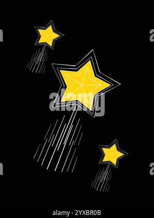 Stella gialla che vola su sfondo bianco lasciando il sentiero Illustrazione Vettoriale