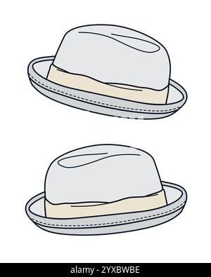 Modello mockup per cappelli bowler dal design vettoriale ragazzo. Illustrazione Vettoriale