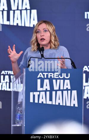 News - ATREJU 2024 - GIORNO 8 Giorgia Meloni Presidente del Consiglio dei Ministri partecipa all'evento Atreju, festa dei Fratelli d'Italia al Circo massimo, il 15 dicembre 2024 a Roma. 25esima edizione di Atreju, la festa Fratelli d Italia si tiene al Circo massimo, a Roma.& XA Roma Circo massimo Italia Copyright: XDomenicoxCippitellix/xLiveMediax LPN 1651049 Foto Stock