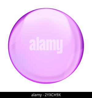 Bolla trasparente lucida rosa caldo o goccia rotonda isolata su sfondo bianco Illustrazione Vettoriale