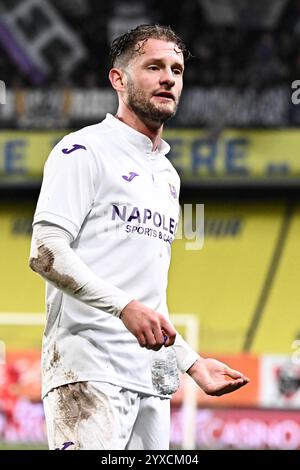 Sint Truiden, Belgio. 15 dicembre 2024. Anderlecht's Mats Rits nella foto durante una partita di calcio tra Sint-Truiden VV e RSC Anderlecht, domenica 15 dicembre 2024 a Sint-Truiden, il giorno 18 della stagione 2024-2025 della "Jupiler Pro League" prima divisione del campionato belga. BELGA PHOTO MAARTEN STRAETEMANS credito: Belga News Agency/Alamy Live News Foto Stock