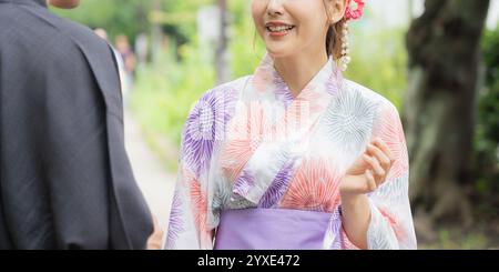 Coppia in yukata Foto Stock