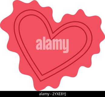 Simpatica icona a forma di cuore con sigillo di cera Illustrazione Vettoriale