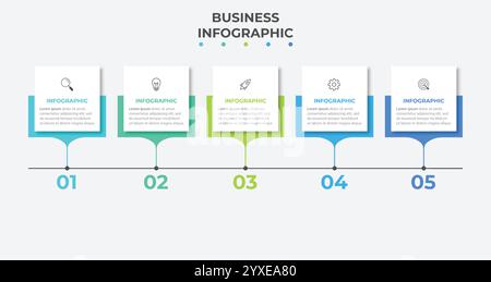 Modello di progettazione infografica di visualizzazione aziendale con opzioni, passaggi o processi. Illustrazione Vettoriale