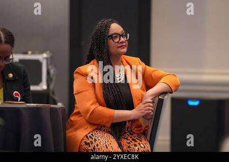 Nikema Williams (D-GA), presidente del Partito Democratico di Georgia, partecipa a un evento Peach State Women for Harris Walz all'Hyatt Regency il 18 ottobre 2024 ad Atlanta, Georgia, USA. (Foto di Julia Beverly/Alamy Live News) Foto Stock