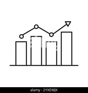Icona del grafico a barre. Freccia di tracciamento della crescita. Focus sull'analisi dei dati. Grafica vettoriale aziendale. Illustrazione Vettoriale