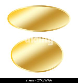 Forme ovali dorate. Design a gradiente metallico. Elementi vettoriali lucidi. Sfumature dorate uniformi. Illustrazione Vettoriale