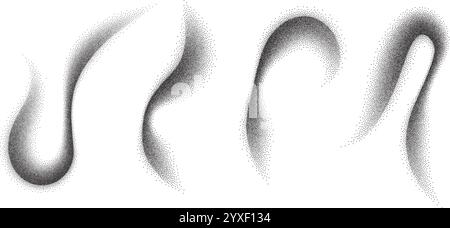 Motivo stipple astratto che mostra sfumature di punti ondulati. Effetto pennello e sabbia con un design artistico in bianco e nero. Illustrazione Vettoriale