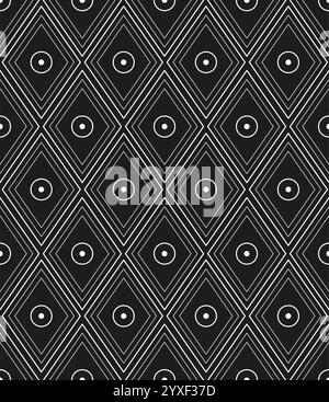 Pattern Abstract Chevron Style Network Decorative Ornament bianco e nero Illustrazione Vettoriale