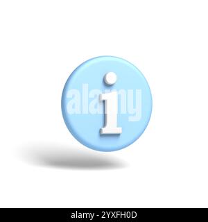 Icona delle informazioni isolata su sfondo bianco. illustrazione 3d. Foto Stock