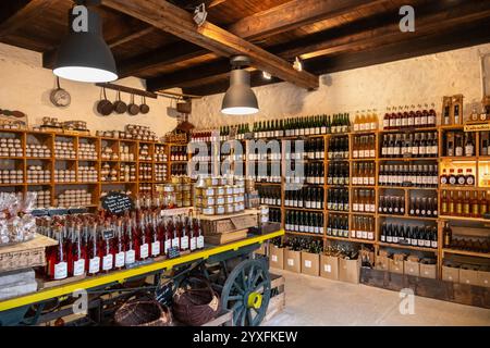 Negozio Cider Teurgoule Calvados, Beuvron en Auge, Normandia, Francia, Foto Stock