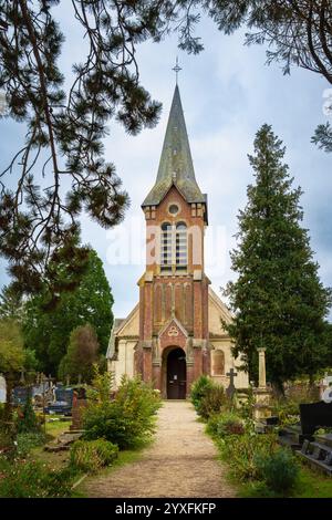 Eglise Saint Martin Church, Beuvron en Auge, Normandia, Francia, Foto Stock