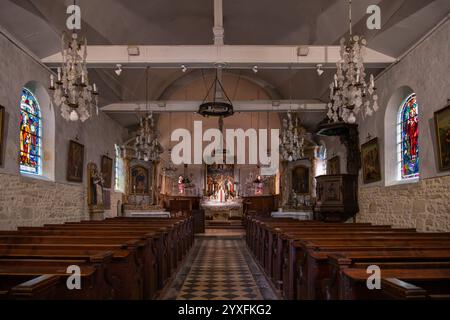 Eglise Saint Martin Church, Beuvron en Auge, Normandia, Francia, Foto Stock