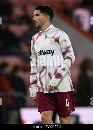 Bournemouth, Regno Unito. 16 dicembre 2024. Bournemouth, Inghilterra, 16 dicembre 2024: Carlos Soler del West Ham United durante il riscaldamento pre-partita durante la partita di calcio di Premier League tra Bournemouth e West Ham United al Vitality Stadium di Bournemouth, Inghilterra. (David Horton/SPP) (David Horton/SPP) credito: SPP Sport Press Photo. /Alamy Live News Foto Stock