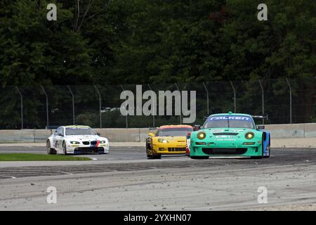 Elkhart Lake Wisconsin, USA - 18 agosto 2012: Road America Road Race Showcase, ALMS, auto sportive multi-class e gare di motori GT. American le Mans serie Foto Stock