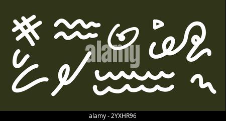 Set decorativo disegnato a mano | Vector minimalista in stile doodle Illustrazione Vettoriale