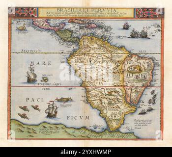 Mappa di Gerard de Jode del Sud America, 1593. Foto Stock