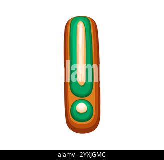 Punto esclamativo del pan di zenzero natalizio decorato con glassa verde e bianca, allegro font natalizio, segno di punteggiatura, tipo di vacanza invernale in cartoni animati, festivi Illustrazione Vettoriale