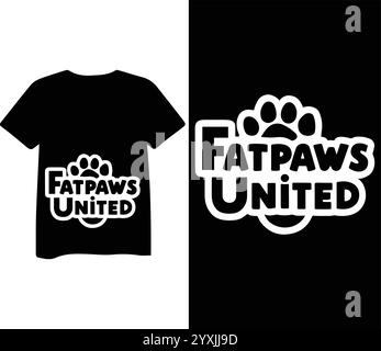 T-shirt Fatpaws United con logo con stampa Paw Illustrazione Vettoriale