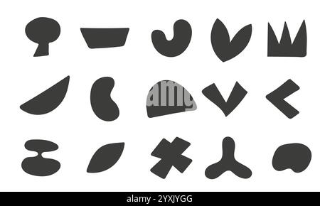 Set di forme disegnate a mano. Doodle Brutalist Forms Collection Illustrazione Vettoriale