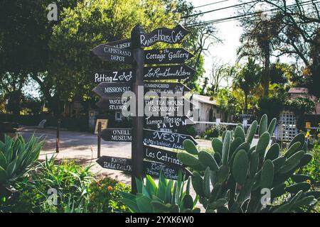 San Juan Capistrano, California, Stati Uniti - 03-29-2019: Una vista di un cartello con il nome nel quartiere Los Rios. Foto Stock