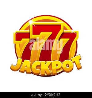 Icona di jackpot rosso oro o simbolo di slot per i tuoi giochi. Combinazione vincente 777. Elemento casinò Illustrazione Vettoriale