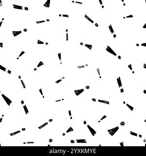 Motivo senza cuciture con il simbolo del punto esclamativo disegnato a mano. Simbolo del punto esclamativo nero dello schizzo su sfondo bianco. Illustrazione vettoriale Illustrazione Vettoriale