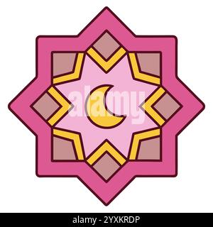 Splendido motivo geometrico islamico - elegante design a stella araba per l'arredamento della casa, l'arte digitale e la stampa Illustrazione Vettoriale