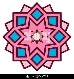 Splendido motivo geometrico islamico - elegante design a stella araba per l'arredamento della casa, l'arte digitale e la stampa Illustrazione Vettoriale