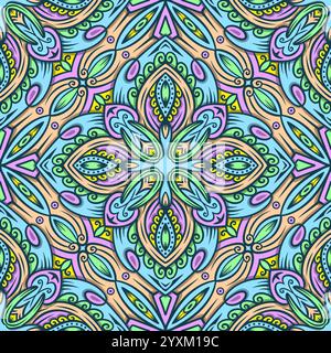 Sfondo etnico colorato. Sfondo ornamentale arabesco senza cuciture. Foto Stock