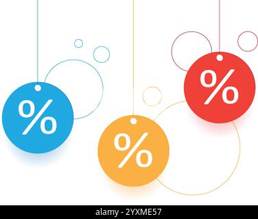 Design icona percentuale stile di visualizzazione. Icona dello shopping scontato in stile piatto. Etichetta di sconto. Illustrazione Vettoriale