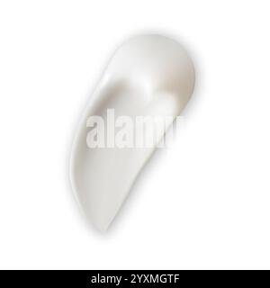 Illustrazione del tratto di crema per la pelle, dello striscio del prodotto di bellezza. Raccolta gocce crema idratante bianca, elemento campione di latte corpo. Mousse realistica o. Illustrazione Vettoriale