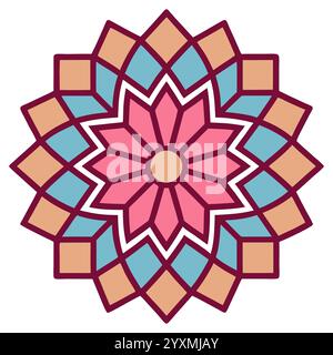 Splendido motivo geometrico islamico - elegante design a stella araba per l'arredamento della casa, l'arte digitale e la stampa Illustrazione Vettoriale
