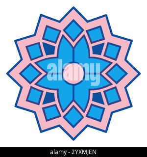 Splendido motivo geometrico islamico - elegante design a stella araba per l'arredamento della casa, l'arte digitale e la stampa Illustrazione Vettoriale