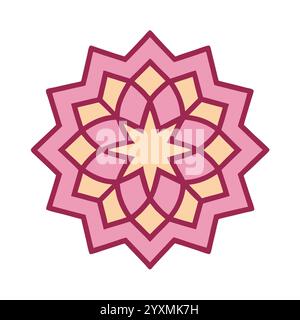Splendido motivo geometrico islamico - elegante design a stella araba per l'arredamento della casa, l'arte digitale e la stampa Illustrazione Vettoriale