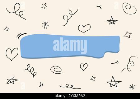 Bolla vocale con elemento doodle su sfondo beige. Frame modello banner Web. Commento vuoto vuoto Illustrazione Vettoriale