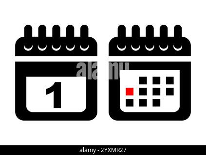 Icona del calendario con visualizzazione della data per le esigenze di pianificazione mensile e organizzazione Illustrazione Vettoriale