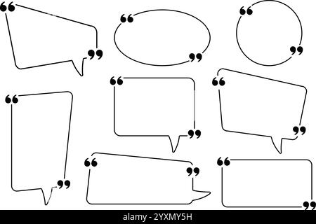Telaio casella preventivo. Icona della casella del preventivo. Caselle delle virgolette. Modello vuoto informazioni di testo citazioni bolla di disegno virgolette del blog simboli. vecto creativo Illustrazione Vettoriale