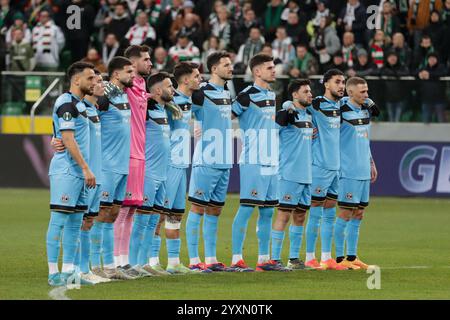 Squadra del FC Lugano vista durante la partita di UEFA Conference League 2024/2025 tra Legia Warszawa e FC Lugano allo stadio municipale Marshall Jozef Pilsudskis. Punteggio finale; Legia Warszawa 1 : 2 FC Lugano. Foto Stock