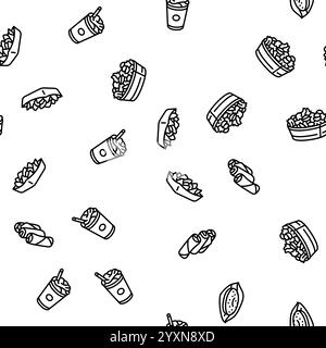 hamburger fast food, hamburger, pizza, fantasia senza cuciture Illustrazione Vettoriale