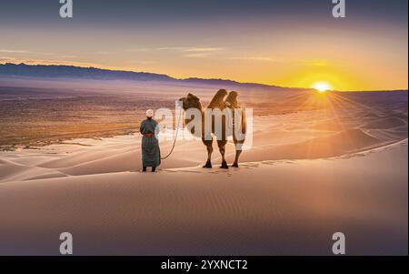 Alba nel deserto del Gobi Foto Stock