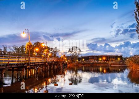 Splendido paesaggio del lago presso la Graduation Tower a Ciechocinek, Polonia Foto Stock