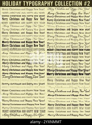 Buon Natale e felice anno nuovo collezione di tipografia vettoriale Illustrazione Vettoriale