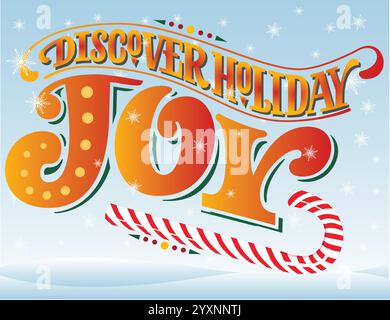 Festività natalizie buon Natale e felice anno nuovo tipografico, elegante, decorativo, illustrazione festosa Illustrazione Vettoriale