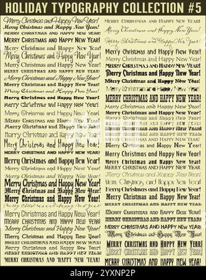 Buon Natale e felice anno nuovo collezione di tipografia vettoriale Illustrazione Vettoriale