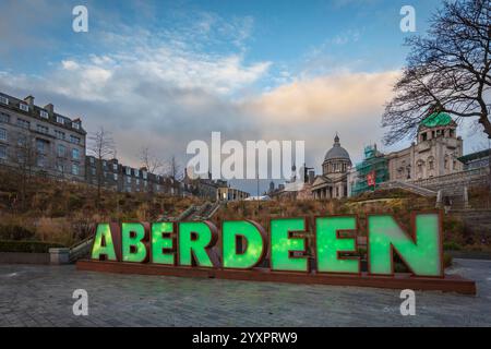 Insegna ad Aberdeen in Union Terrace Gardens Foto Stock