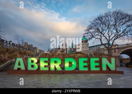 Insegna ad Aberdeen in Union Terrace Gardens Foto Stock