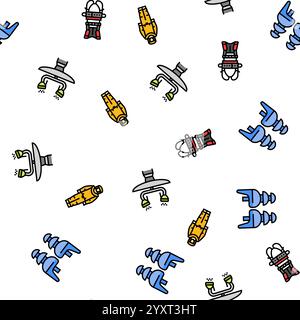 kit di protezione dpi per pattern vector senza cuciture Illustrazione Vettoriale