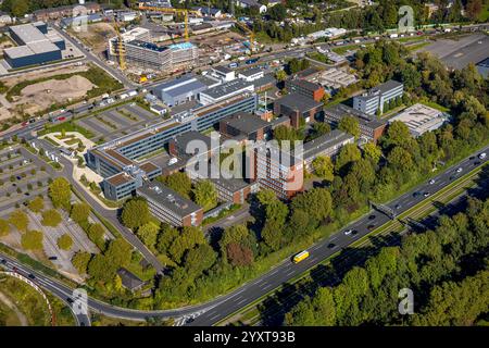 Vista aerea, campus TÜV-Nord, Am Technologiepark, autostrada A40, Kray, Essen, regione della Ruhr, Renania settentrionale-Vestfalia, Germania Foto Stock